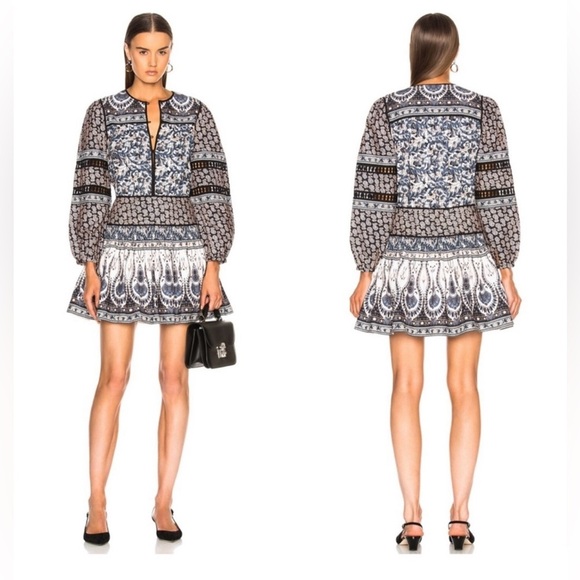 Sea New York Gemma Long Sleeve Mini Peasant Dress, Size 2 - Picture 1 of 9